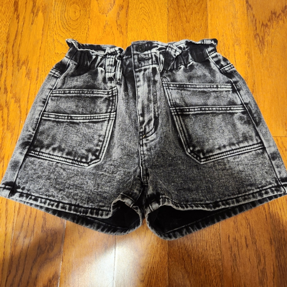 High Waisted Denim Black Shorts
